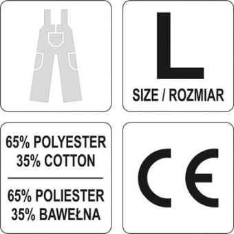 YATO Напівкомбінезон робочий DAN, розм. L; 65%- поліестер, 35%- бавовна  | YT-80292