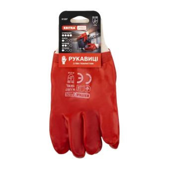 Бензомаслостійкі рукавиці з ПВХ покриттям КВІТКА PRO Industrial (12 пар) (110-1207-10)