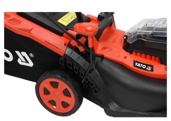 YATO Газонокосарка на 4-х колесах акумул. YATO: 2хLi-Ion 18В,обрізн діап.Ø=34см,ємн-35л (БЕЗ АКУМУЛЯ