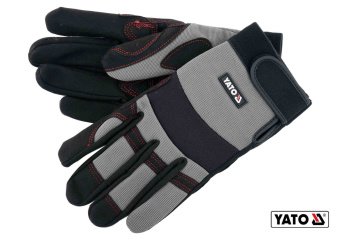 YATO Рукавиці робочі з застібкою-липучкою YATO : штучна шкіра + синтетична тканина, розмір 8DW | YT-