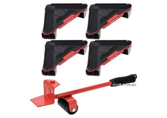 YATO Набір для переміщення меблів YATO : макс. вага-300 кг, висота-70 мм, 4 підставки+важіль, 5 елем