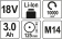 YATO Шліфмашина кутова акумуляторна YATO 2Li-Ion, 18В, 3АГод, для диска Ø=125мм, з зарядним пристроє