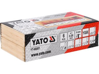 Фрези по дереву YATO : зі шпинделем Ø= 8 мм, 6 шт [50]