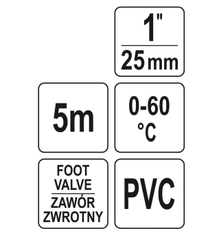 FLO Шланг всмоктувальний до насосів , l= 5м, сполуч. Ø= 1", з ситом і зворотнім клапаном  | 79823