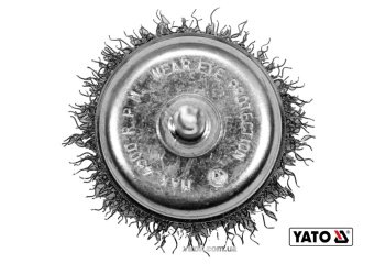 Щітка зачисна з нержавіючої сталі "чашка", до дрилі YATO: Ø=50мм, зі шпинделем Ø=6мм, 4500 об/хв[12]