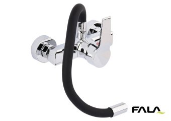 FALA Змішувач води настінний "FLEXIBLE" з гнучкою чорною лійкою  | 75670