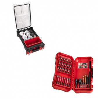 MILWAUKEE Набор коронок 10 предметов в PACKOUT + набор сверл SHOCKWAVE 40 предметов | 4932492534