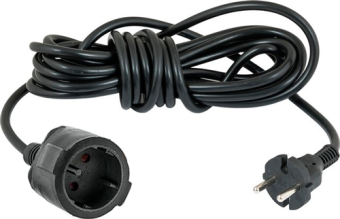 Подовжувач мережевий VIROK: l= 5 м, з 1 гніздом без заземлення, чорний(садовий)