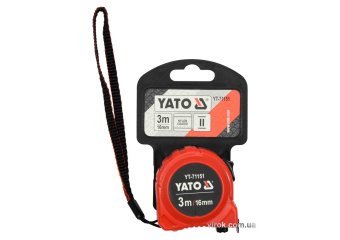 YATO Рулетка YATO : L=3мx16 мм, з сталевою стрічкою, нейлоновим покриттям, подвійним блокуванням  | 