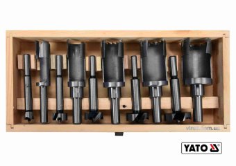 YATO Свердла по дереву: коронки і фрези YATO : Ø=15-35 мм, l=110/90 мм- коронки/фрези, 10 шт  | YT-3