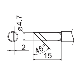 Наконечник для точкової пайки з вклад. грілкою YATO заг. l= 153мм, наконечник 15х4,7х2 мм, тип T12-K