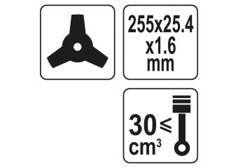 YATO Ніж 3-зубний YATO : Ø= 255 x 25.4 мм до газонокосарок YT-85001, YT-85003  | YT-85155