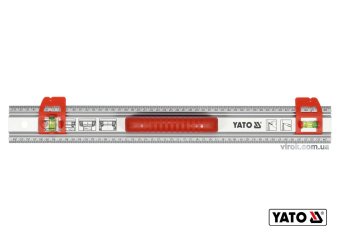 YATO Лінійка алюмінієва з ручкою YATO : 1000 x 59 x 2 мм, 2 капсули | YT-70715