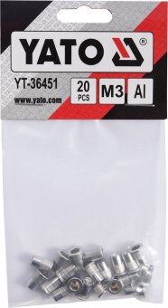 YATO Нітогайка алюмінієва YATO; М3, l= 9 мм, 20 шт.  | YT-36451