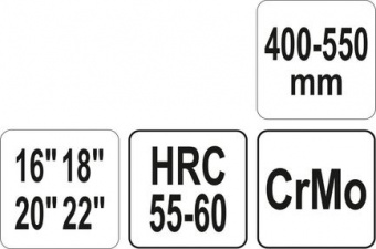 YATO Ключ трубний телескопічний YATO : L= 400-550 мм (16"/18"/20"/22"), макс. Ø80 мм, CrMo 55-60 HRC
