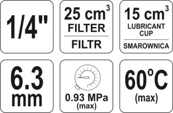 YATO Фільтр+редуктор.+змаз. приладів YATO Набір 1/4" 25см3  | YT-2384