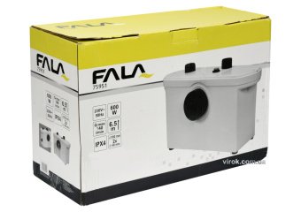 Помпа фекальна до унітазу мережева FALA : P= 600 Вт, з подрібнювачем, на висоту 6.5 м, 140 л/хв [1]