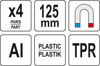 YATO Губки змінні до лещат м'які YATO: b=125мм, з алюмінієвою основою і магнітним кріпленням, 4 пари