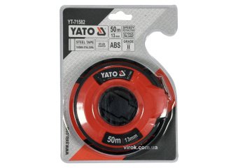 YATO Рулетка вимірювальна сталева YATO : L= 50 м, b= 13 мм, ручне змотування, закритий корпус  | YT-