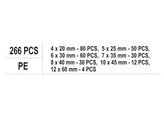 YATO Дюбелі поліетиленові YATO 266 шт. (DW) | YT-36502