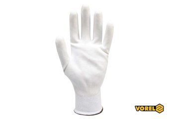 Рукавиці робочі VOREL: білі, поліестер покритий поліуретаном, розмір 9 [12/120]