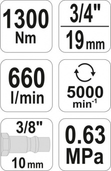 YATO Гайковерт ударний пневматичний YATO : квадрат 3/4", F=1300 Nm  | YT-09564