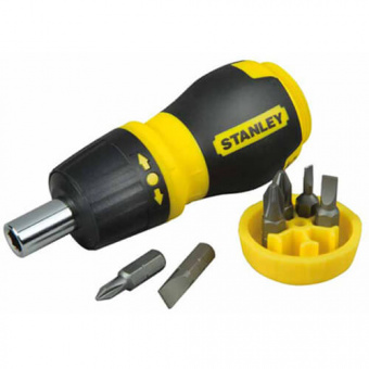 STANLEY 0-66-358 Отвертка + 6 насадок укороченная реверсивная Multibit Ratchet Stubby