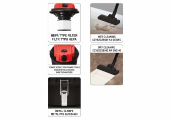 YATO Порохотяг промисловий мережевий YATO : 1400 Вт, збірна ємність- 20 л  | YT-85700