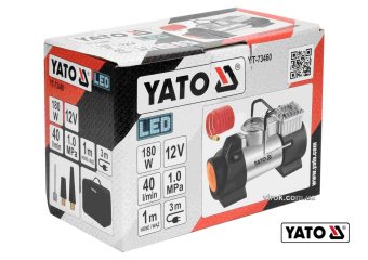 Компресор автомобільний YATO: 12 В, 180 Вт, тиск- 1MПа, 40л/хв, шланг- 1м, кабель- 3м +ліхтар LED[8]