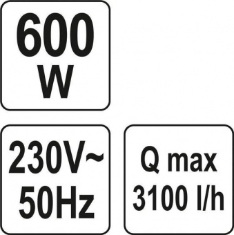 YATO Насос для води поверхневий мережевий YATO: 600Вт, 3100 л/год, макс.висота-35 м, макс.глибина-9 