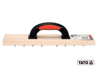 YATO Терка для зняття штукатурки дерев'яна з дрібними зубцями YATO : 405 х 84 мм, пластикова ручка  