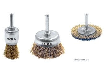 YATO Щітки дротяні YATO Ø=20/50/50мм зі шпинделями | YT-4755