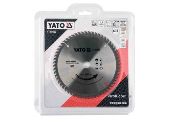 YATO Диск пиляльний победітовий по дереву YATO: 165x16x2.2x1.5 мм, 60 зубців, R.P.M до 9500 1/хв  | 