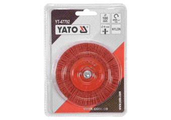 YATO Щітка зачисна з нейлоновим ворсом, дискова до дрилі YATO: Ø=100 мм, зі шпинделем Ø=6 мм  | YT-4