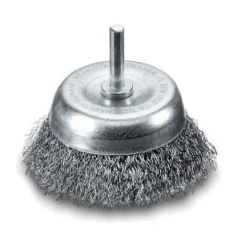 Щетка чашечная 75 мм, хвостовик 6 мм,Латунная проволока0.25 мм, 4500 об / мин LESSMANN