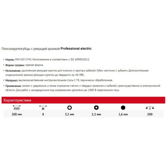 WIHA 26727 Плоскокруглогубцы Professional electric (для телефонного кабеля), Z 05 0 06 - 200 мм