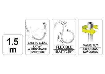 FALA Шланг для душа Ø= 14 мм, ПВХ гладкий, срібний, G 1/2, l= 1,5 м  | 75654