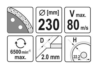 YATO Диск відрізний алмазний по гресу, кераміці "TURBO" YATO Ø=230x2x10x22.2 мм,в мокр.і сух. режимі
