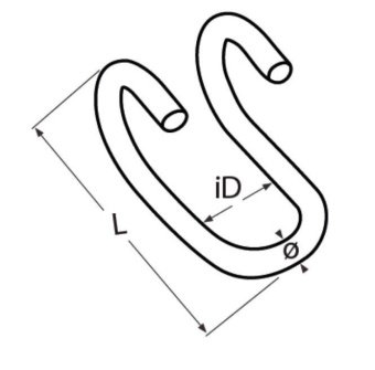 Нержавеющий двойной крюк 16 мм, 90° | 815201