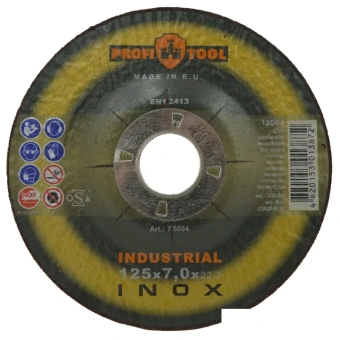 Круг зачистной по металлу PROFITOOL - INDUSTRIAL 125х7,0х22,2 мм INOX (75004)