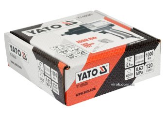 YATO Гайковерт ударний пневматичний YATO : квадрат 1/2", F= 1000 Nm, роб. тиск- 6.3 Bar при 120 л/хв