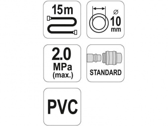 YATO Шланг пневматичний ПВХ на бобіні YATO з швидкоз'єдн. наконеч-ми; Ø=10мм, макс. тиск 20Bar, l=15