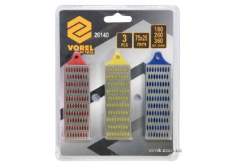 VOREL Набір брусків абразивних, алмазних, для заточування : 75х25 мм, G360/260/180, 3 шт.  | 26140
