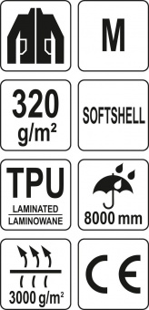 YATO Куртка робоча SOFTSHELL з прикріпн капюшоном YATO розм M, чорна, 3 кишені, 96% поліест і 4% спа