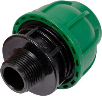 FLO Муфта до водяних пластикових труб з зовн. різьбою 32 мм- 3/4" поліпропіленова, для тиску 1 MPa |