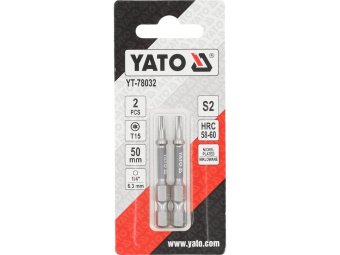 Насадка викруткова YATO TORX T15 х 50 мм. HEX 1/4", покрита нікелем, 2 шт.[10]