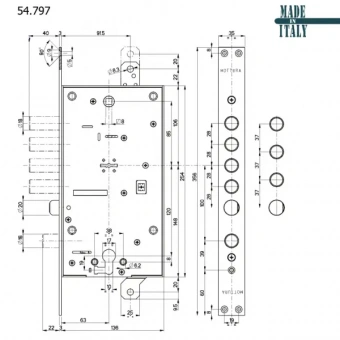 Замок врезной сувальдный Mottura 54797 S Левый