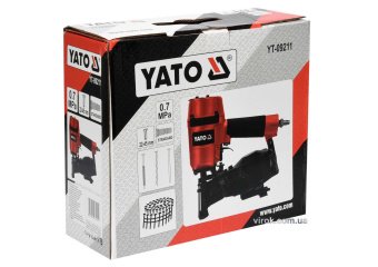 YATO Пістолет цвяхозабивний, пневматичний, барабанний YATO для цвяхів t= 3.05 мм, h= 22-45 мм, 7 Bar