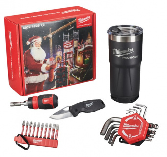 MILWAUKEE Різдвяний ПРОМО-набір 2023, (ніж, викрутка, термостакан, набір ключів, набір біт)