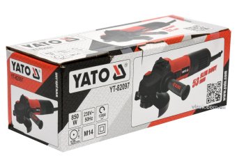 YATO Шліфмашина кутова мережева YATO: P= 850 Вт, Ø= 125 мм, 12000 об/хв  | YT-82097